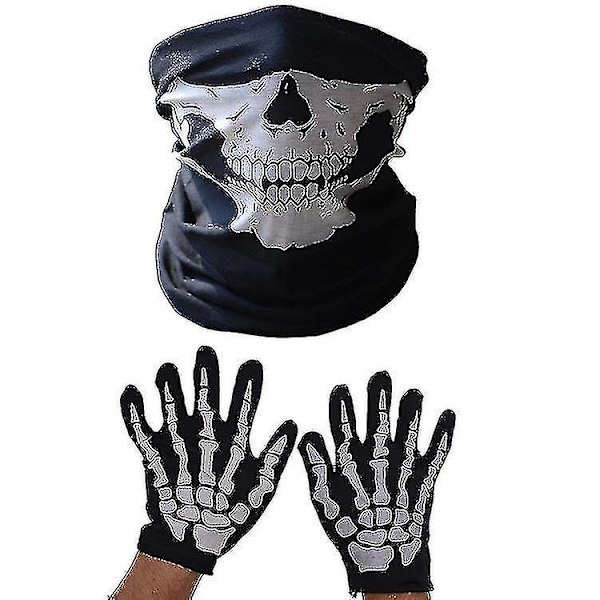 Skräck Dödskalle Käkmask Skeleton Ghost Handskar Set Show Party Dr DXGHC