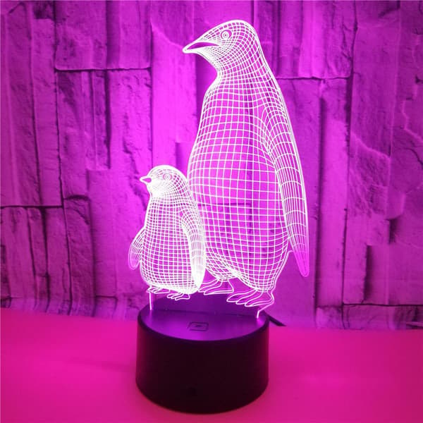 Penguin 3D Lys 7 Farver Touch Lys Stereoskopisk 3D Vision Lys