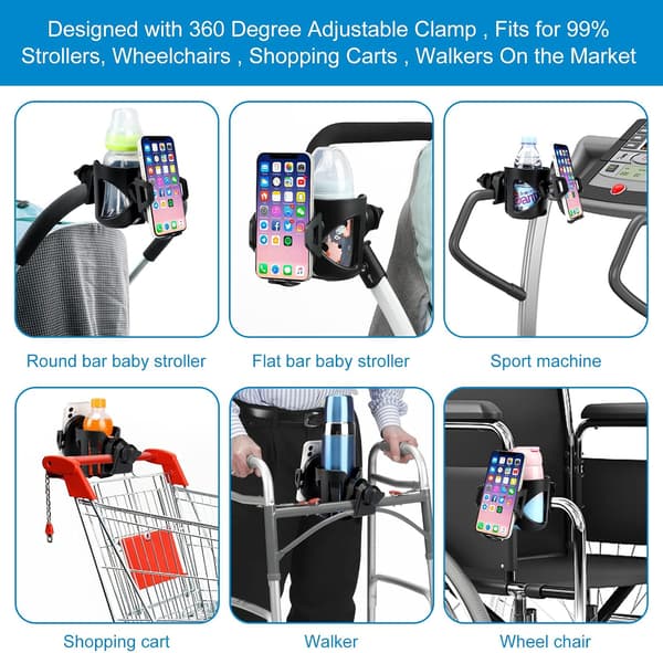 Universal Kopholder med Telefonholder/Montering, 2-i-1 Barnevognskop