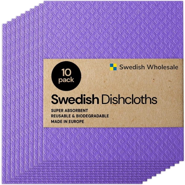 Svenska disktrasor - 10-pack återanvändbar, lila, absorberande handduk