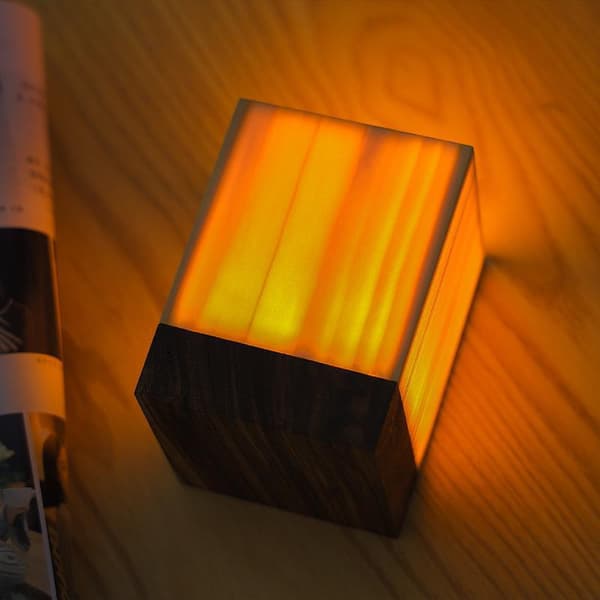 Postmoderne træ LED touch USB genopladelig natlampe Kreativ