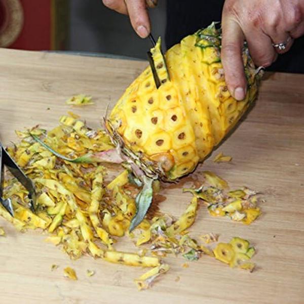 Ananaspelare i rostfritt stål, trähandtag triangulär ananas