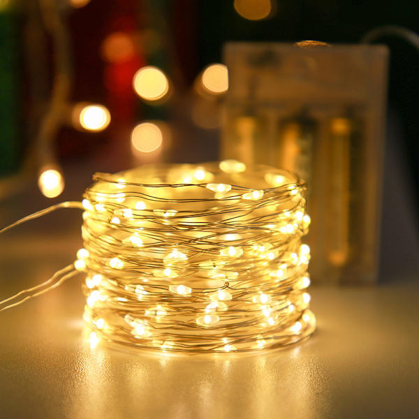 Kobbertrådslampe, LED-lysstreng, batterikasselampe, feelygter