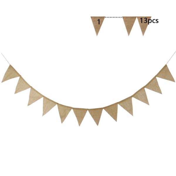 3,7 m Burlap Banner, Flaggirlander, 13 stk Jute Flaggirlander