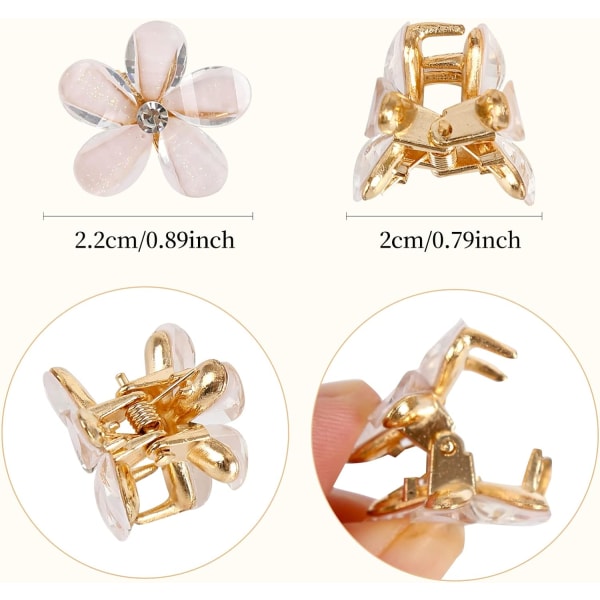 12 st Mini Hårklämmor, Blomma Hårklämma, Mini Metallklämma Barrett