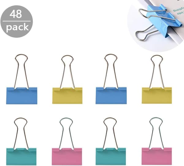 Dobbeltklips, 48 ​​stykker Metallpapirklips Tegneclips Bi