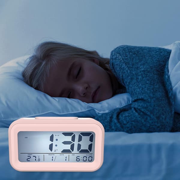 Rosa Digital Väckarklocka Morgonväckarklocka, Tyst Batteridriven
