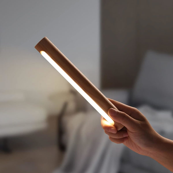 3W LED Vägglampa Batteridriven Trä Sladdlös med Tryckbrytare