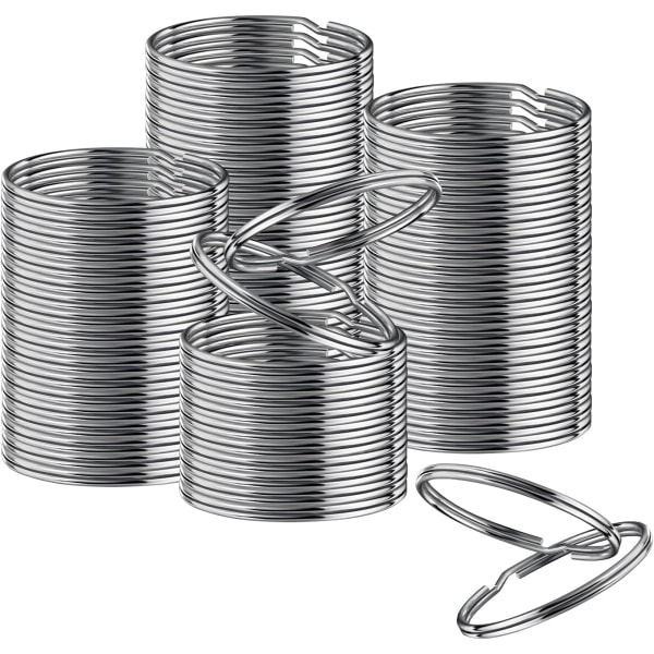 50 Pack 28 mm forniklede ringe med runde sølvstålkanter