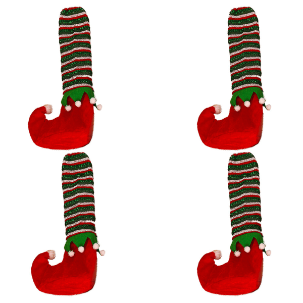 4 stk julestoltrekk stripet alvebord bentrekk (rød)