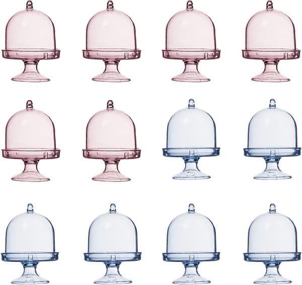 12 stk Mini Kakeklokke Stativ, Mini Transparent Kake Stativ, Fo