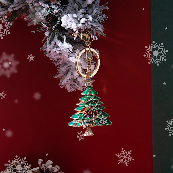 Rhinestone Nøglering Juletræ Nøglering Pung Taske Charm Penda