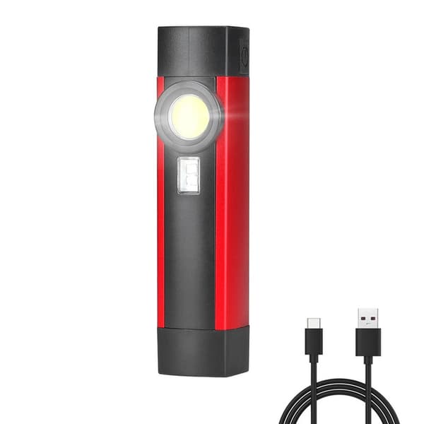 Multifunktionell COB arbetslampa USB-laddning rött varningsljus
