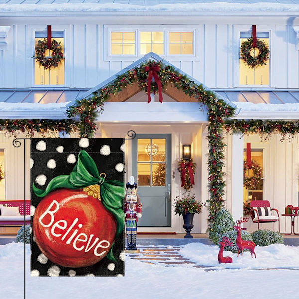 Polka Dot Believe Juletræshaveflag 12x18 Tommer Dobbeltsidet