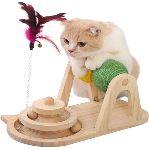Interaktiv Sisal Cat Toy - Färgglad dubbelboll DXGHC