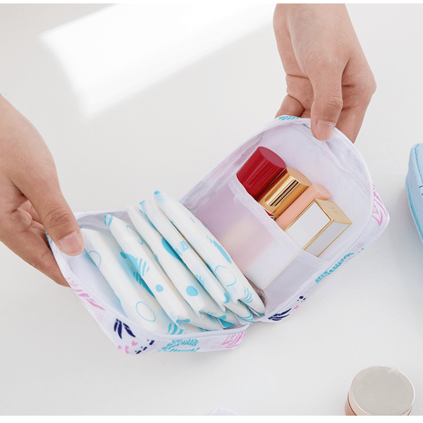 5-pack Menstruationsväska för Bindor, Menstruationskopp, Tamponer - Vattentät och Tvättad