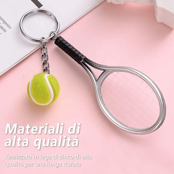 Sølv mini tennisracket nøkkelring, mini tennis anheng sports ca