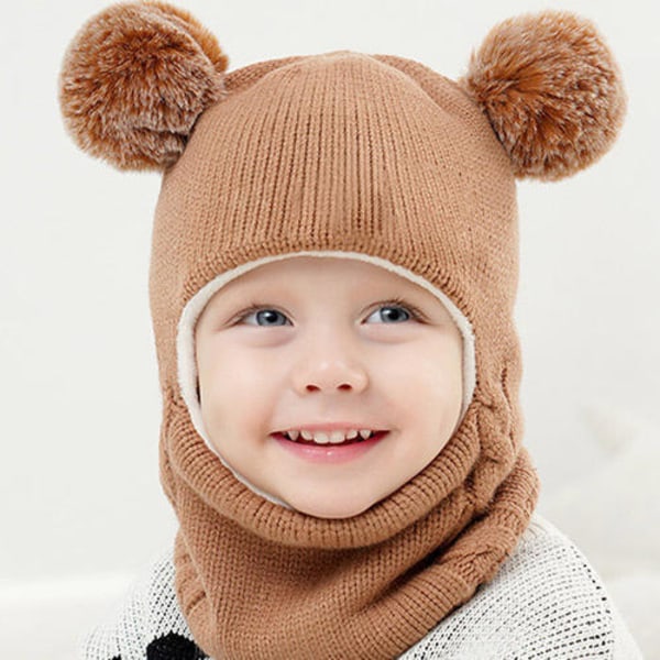 Baby Winter Hat Scarf Set, Unisex Infant Toddler Kids Hat Scarf，B