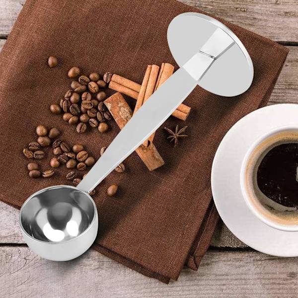 Kaffeske 2 i 1 Rustfrit Stål Kaffestamper 15ml/0.5oz Mål