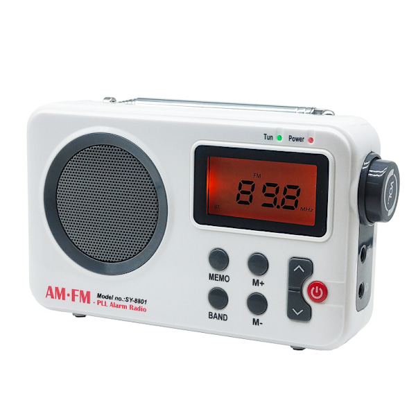 Bärbar radio, AM FM kortvåg digital tuner med bästa mottagning, batteridriven klockradio med sömntimer och Pr