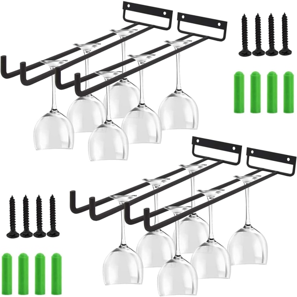 Vinglashållare, 4 stycken Metallhängande Vinglashållare Glas