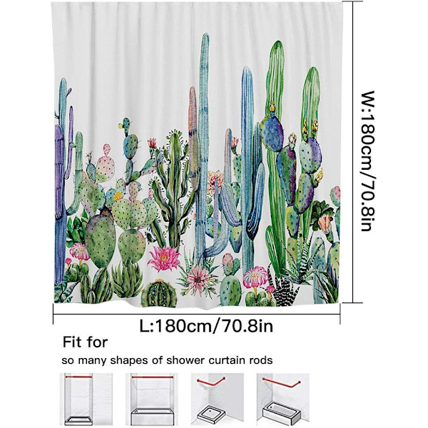 Snabb och Hållbar Duschdraperi, Kaktusblad Mönster Polyester w