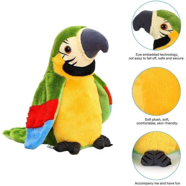 Electronic Plush Toy, Parrot Learning To Talk, Wings Waving Parro