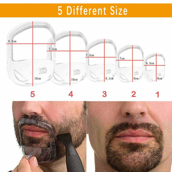 5 storlekar Goatee Rakmall för Skäggguide Skäggformare & Stylingmall för Män