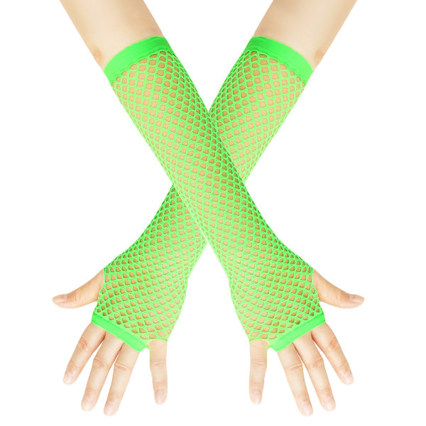 9 par fingerlösa Neon näthandskar för kvinnor och flickor 80-tal Pa