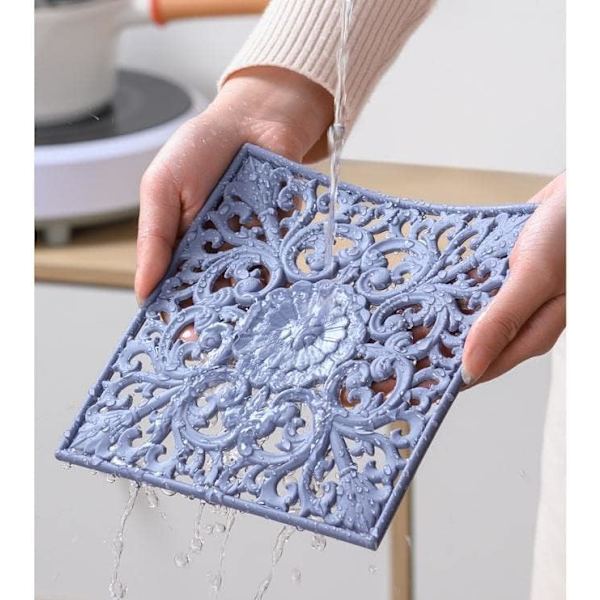 Fleksibel Silikon Trivet Matte Sett 3 (Svart) Silikon Trivet for Ho