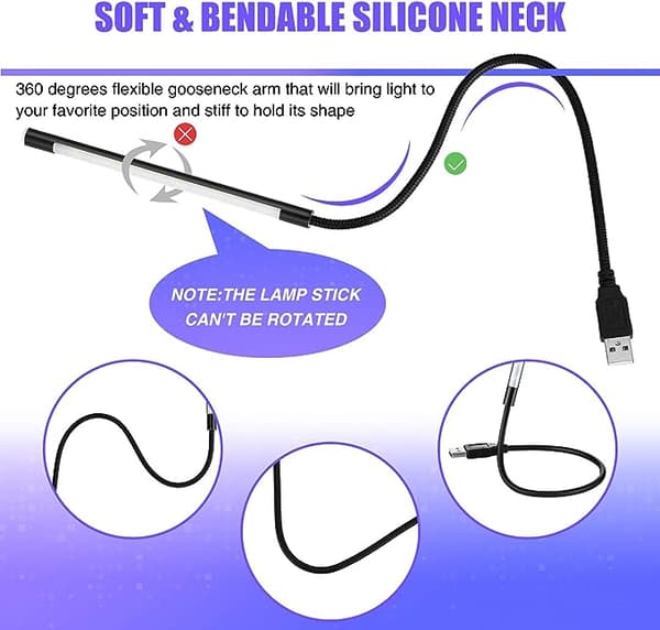 2 stk. USB LED Læselys Stick Fleksibel USB Boglys USB