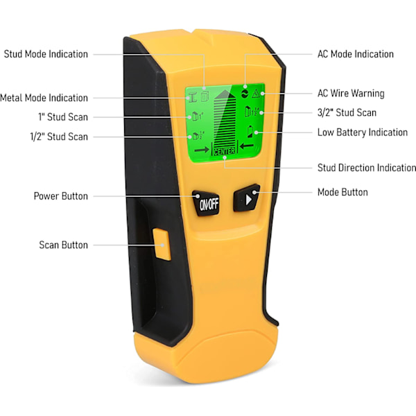 5 i 1 Stud Finder Vægscanner, Træ Metal Studs og Live AC Ledninger