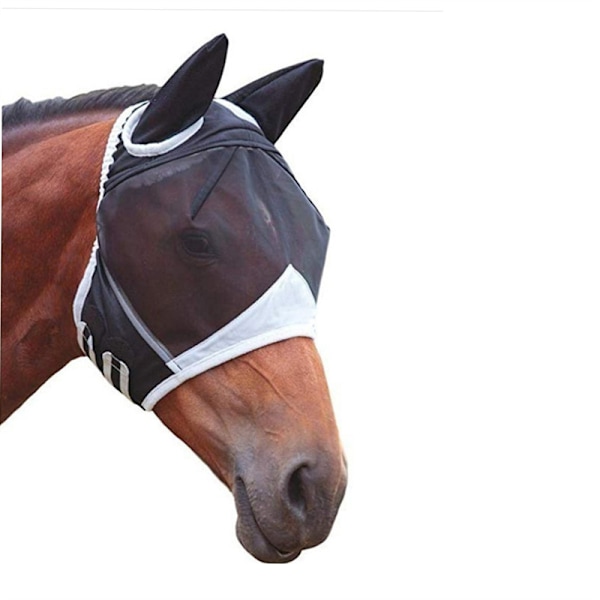 FINMASKET Fluemaske med Næsefrynser (Fuld, Sort)