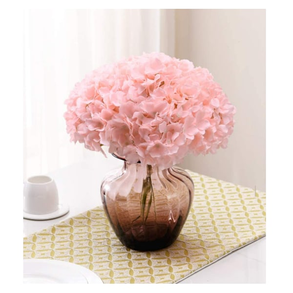 10 stk. lyserøde hortensia silkehovedpose elfenbenshvid fuld hortensia