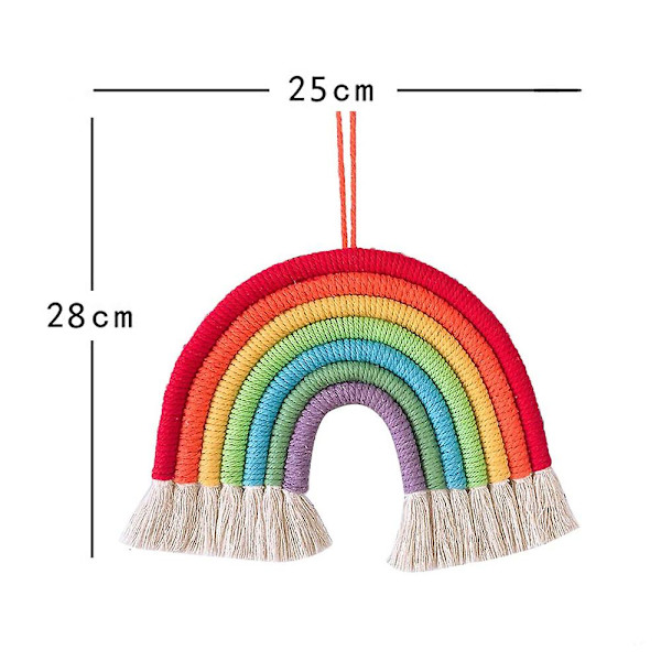 Macrame Regnbågsväggbonad för Sovrum Handgjord Hantverkspresent