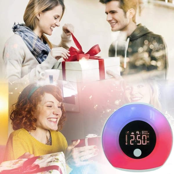 Vekkerklokke med lys og Bluetooth-høyttaler, nattlys for barn