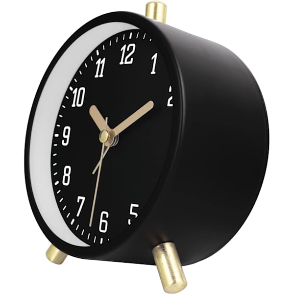 Klassisk Sort 11cm Metal Moderne Lydløs Analog Vækkeur med DXGHC