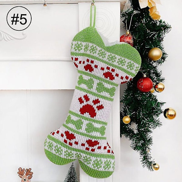 Pet Dog Julstrumpor, Stickade Julstrumpor Stora B DXGHC