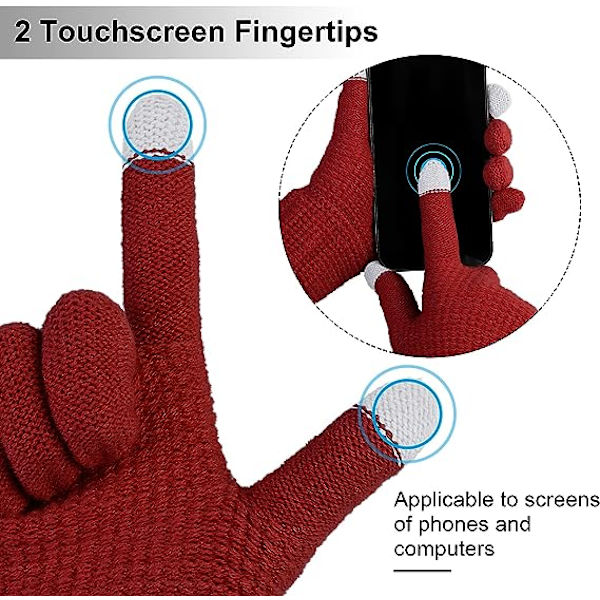 4 Par Dame Vinter Touchscreen Hansker Varme Strikket Tekst