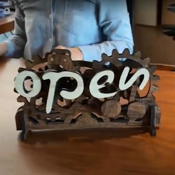 Revolutionerande öppen-stängd skyltbräda, träväxelmekanism C DXGHC