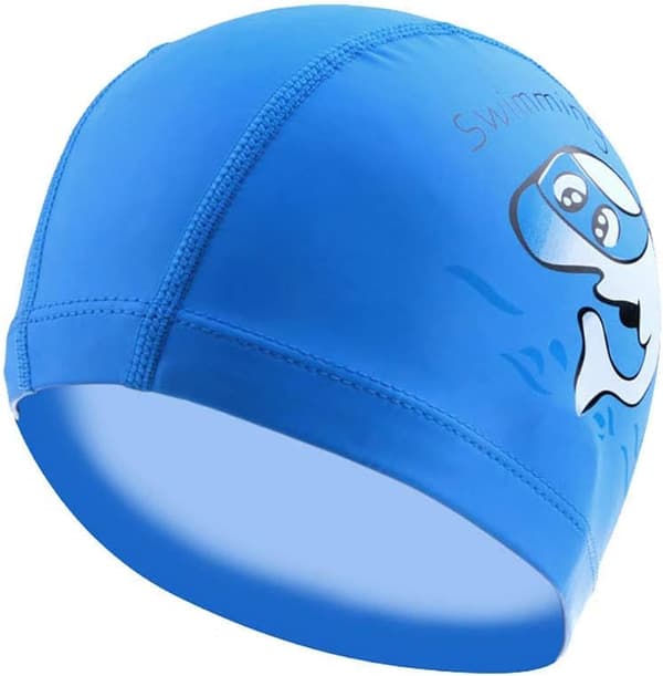 Unisex Vanntett Silikon Badehette (Den Blå Delfinen) for Barn