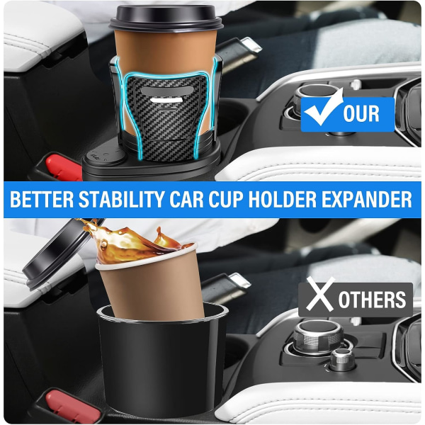 2 i 1 Mugghållare Expander för bil, Multifunktion Dual Car Cup Ho
