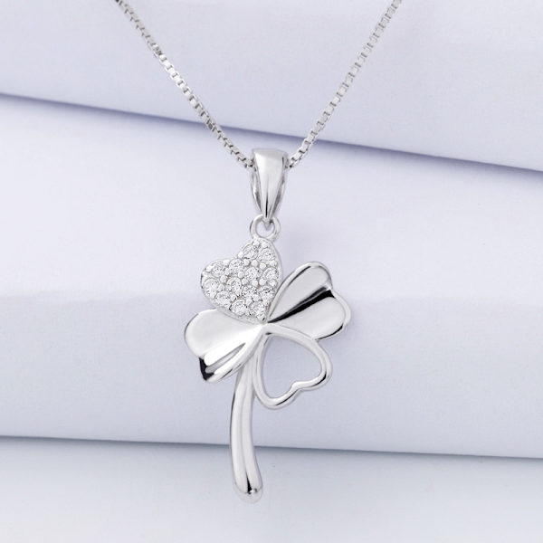 S925 Firekløver Sterling Sølv Klassisk Diamant Henger Fas