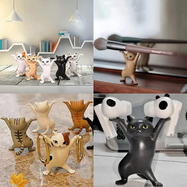 5 stk. Kat Kontortilbehørs Holder, Dansende Penholder, Dansende Kat Penholder
