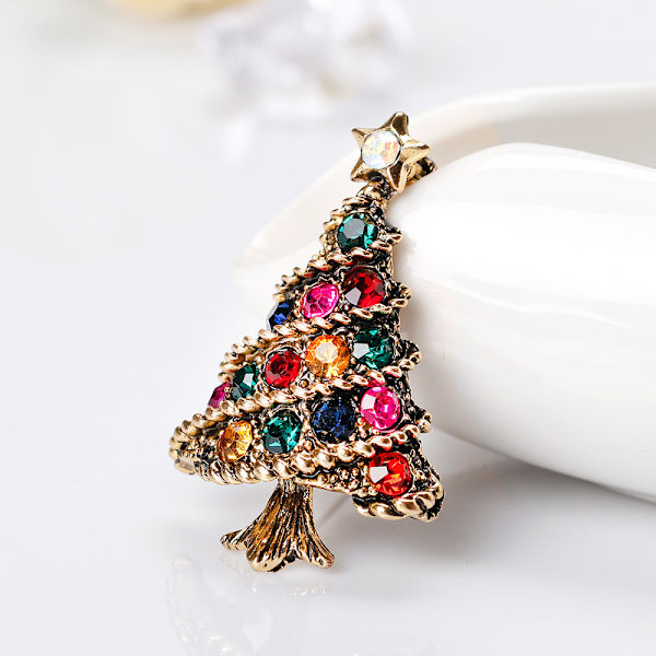 2 stk. Mode Juletræ Brosche, Legering Rhinestone Brosche Tilbehør