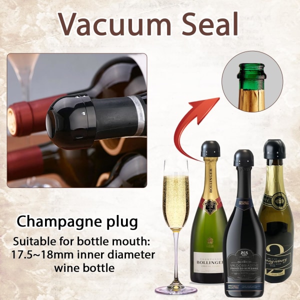 Champagnepropp Vakuumforseglet for champagne- og vinmusserende flaskelukker