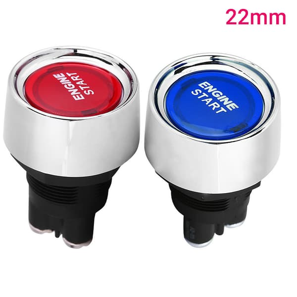 （Blå）Motorstartknapp, bilmotorstartknapp, 12V-24V 50A bil