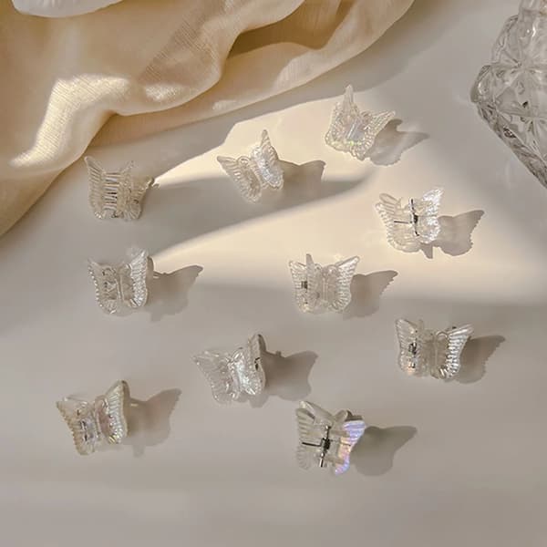 30 Mini Butterfly Hårklemmer Transparent Harpiks Sød Søde Hårnåle