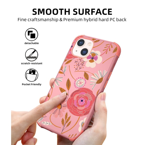 1 Styk Pink Blomster til Kvindelig iPhone13 All-Inclusive Drop-Pr