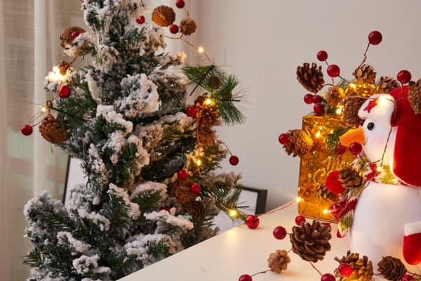 Røde frukt julelys med bjelle, dekorative LED-julelys